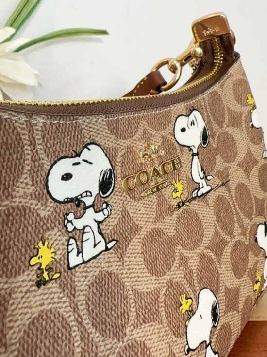 Coach X Peanuts Teri Shoulder Bag In Signature Canvas With Snoopy Print - Picture 2 of 5